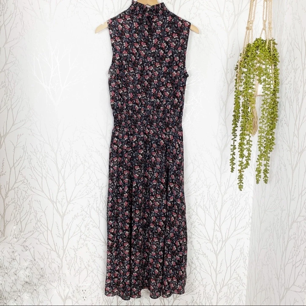 Nanette Lapore Mini Floral Mock neck Black Dress 8